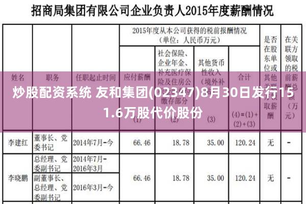 炒股配资系统 友和集团(02347)8月30日发行151.6